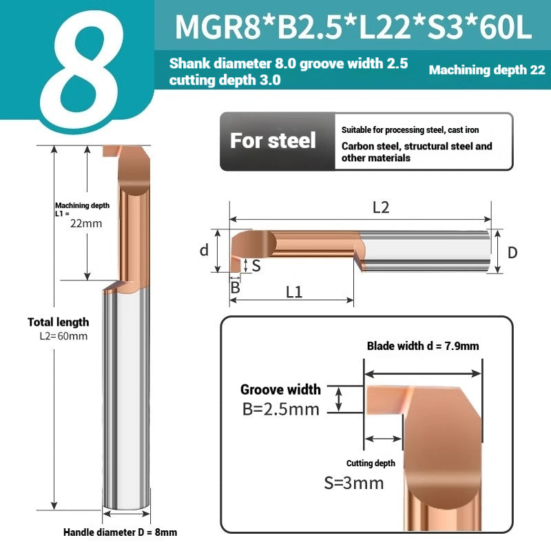 1135-CNC Small Bore Grooving Tool MGR Integral Tungsten Carbide Small Bore Hook Grooving Tool for Steel and Aluminum Internal Grooving Toolholder Shandong Denso Pricision Tools Co.,Ltd.